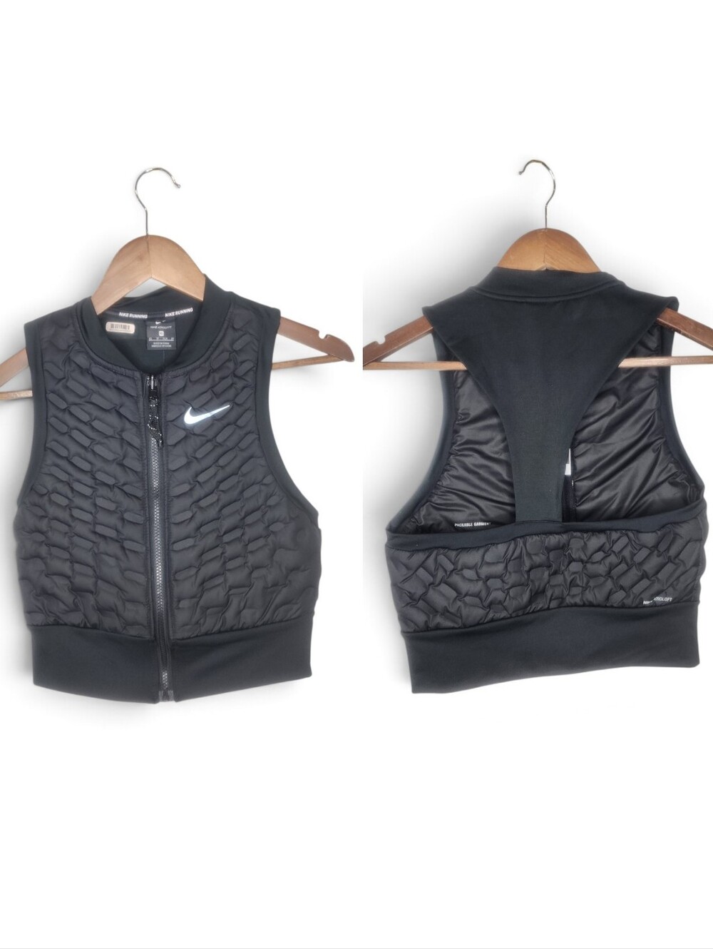 Nike AeroLoft Black Running Crop Quilted Zip Gilet Vest Size XS New With Tags